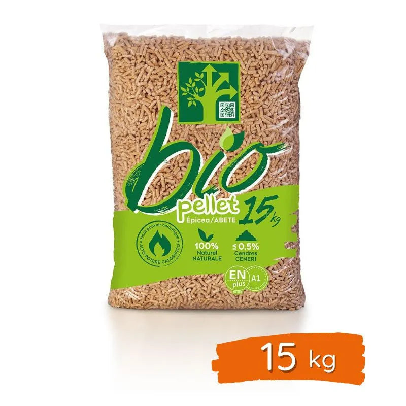 BIO PELLET – Dřevěné pelety 100 % smrk, ENplus A1 – 1 050 kg (70 × 15 kg)